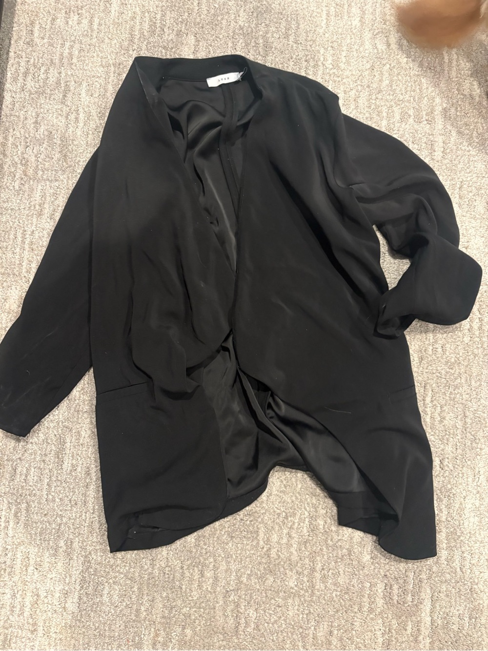 Lush Black Draped Open-Front Tunic